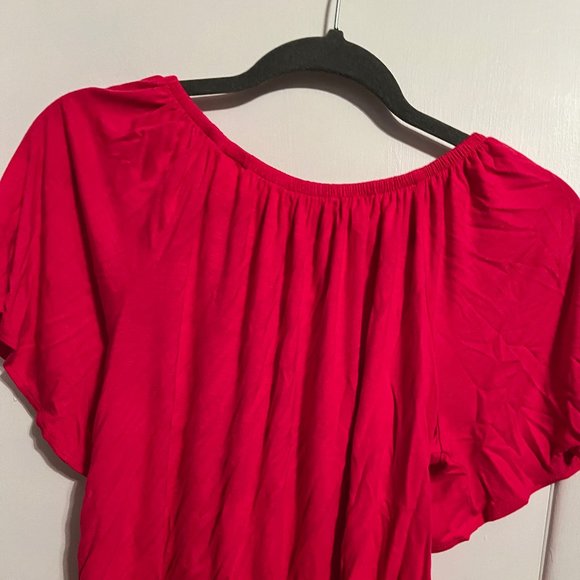 - NWT CHA CHA VENTE PINK SHORT SLEEVE OFF SHOULDER BLOUSE SZ S - Picture 2 of 3